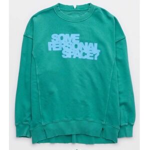 Aerie The Chill Crew Sweatshirt Teal Sweatshirt Some Personal Space Oversized M